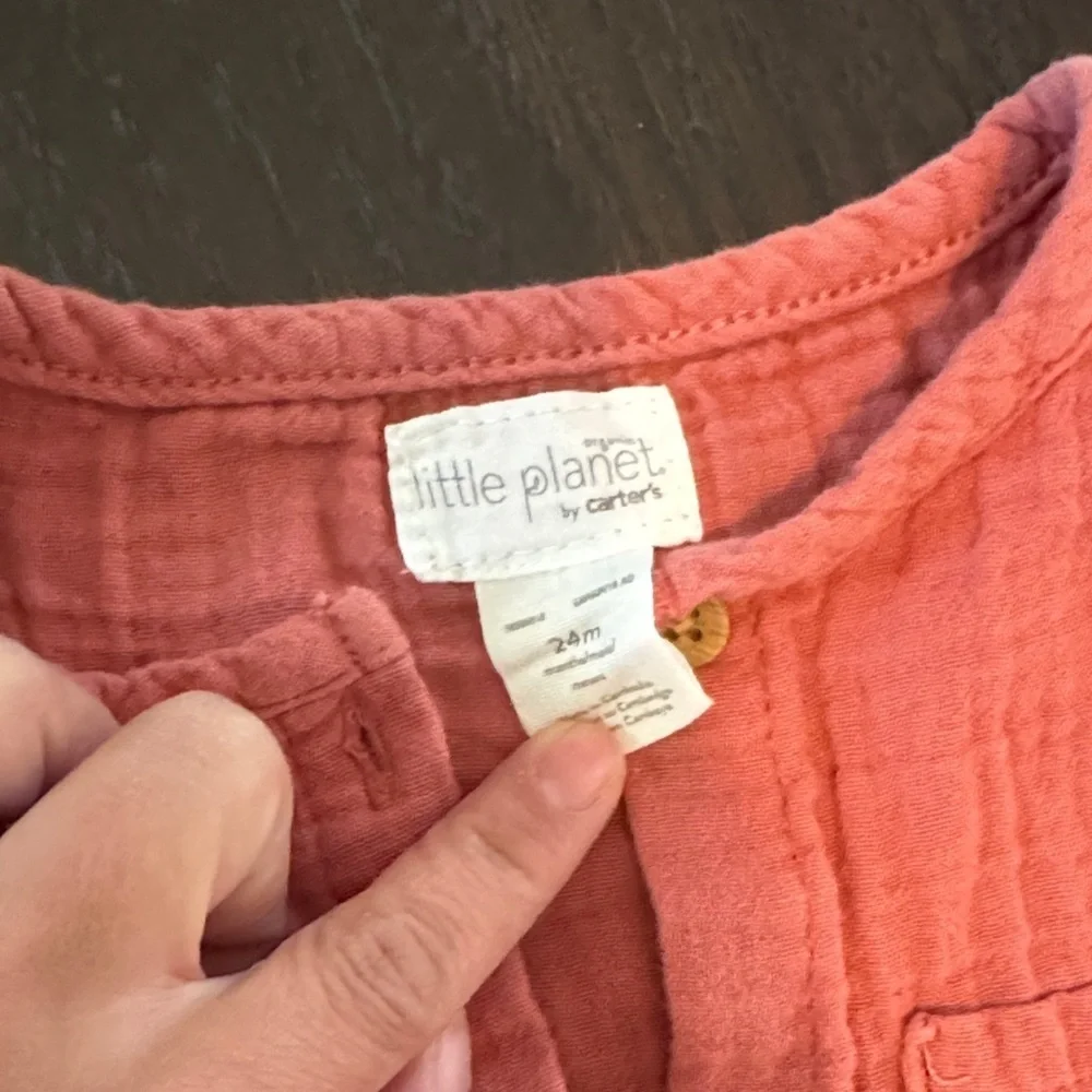 Coral Button-Up Baby Romper